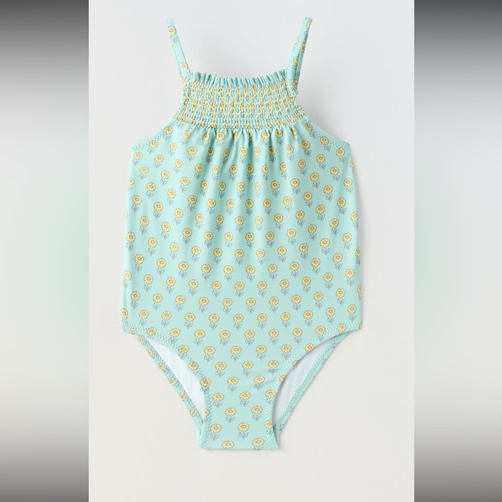 Zara kids girls smocked floral swimsuit, size 2-3